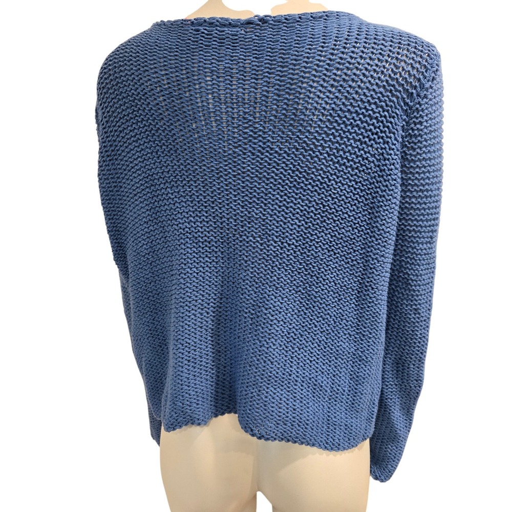 Wooden Ships Women S/M USA Sweater chunky Loose Knit Blue Patriotic Pullover NEW - Picture 6 of 9